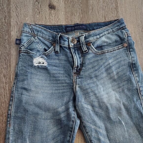Rock & Republic Berlin Distressed Mid Rise Skinny Jeans Size 6 - Picture 2 of 8